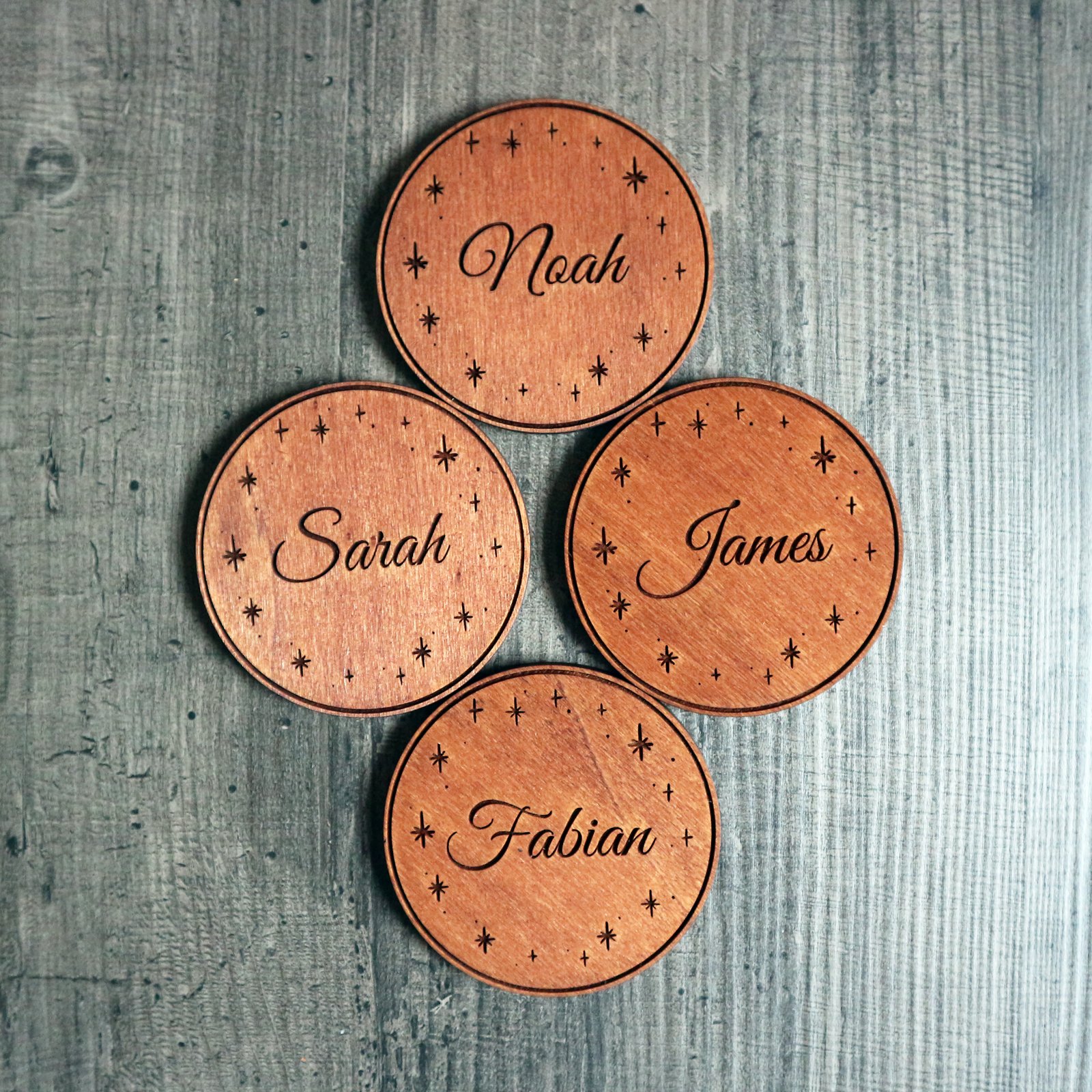 Woodcut Personalised Drinks Coaster Set For Me and For You